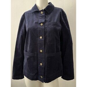 Draper James Blazer Jacket M Navy Crushed Velvet  Office Business Professional